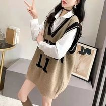 Korean version of autumn and winter 2023 new style for pregnant women versatile college style vest sweater fashionable age-reducing outerwear high-end suit