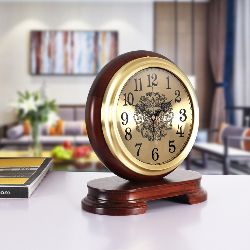 Chinese solid wood seat bell high-end desktop living room retro home American classical tabletop pendulum piece brass mute desk bell-Taobao