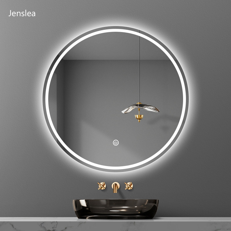 Light Extravagant Wall-mounted Brief Toilet Makeup Room Round Mirror With LED Light Bathroom Smart Bathroom Round Mirror