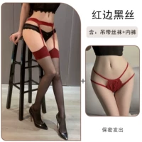 Черные чулки с красными краснокожими + нижнее белье