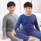 Нижнее белье, хлопковый комплект, удерживающее тепло термобелье для мальчиков, детская базовая приятная телу пижама, свободный крой