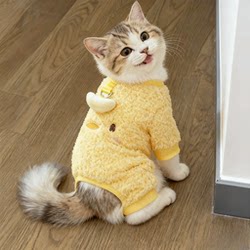 Cat Clothes for Winter, Thickened and Cute, Suitable for Ragdoll, British Shorthair, Silver Shaded, Hairless Cats and Dogs, with Leash, Warm Four-Legged Fleece Clothing