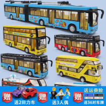 Double decker bus toy open door bus model Childrens bus boy large alloy bus toy car