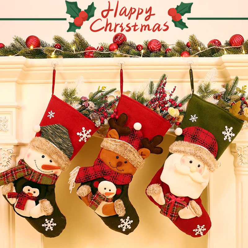 Christmas Socks Gift Bag Oversize Christmas Old Man Snowman Candy Apple Bag Scene Decorative Pendant Children-Taobao