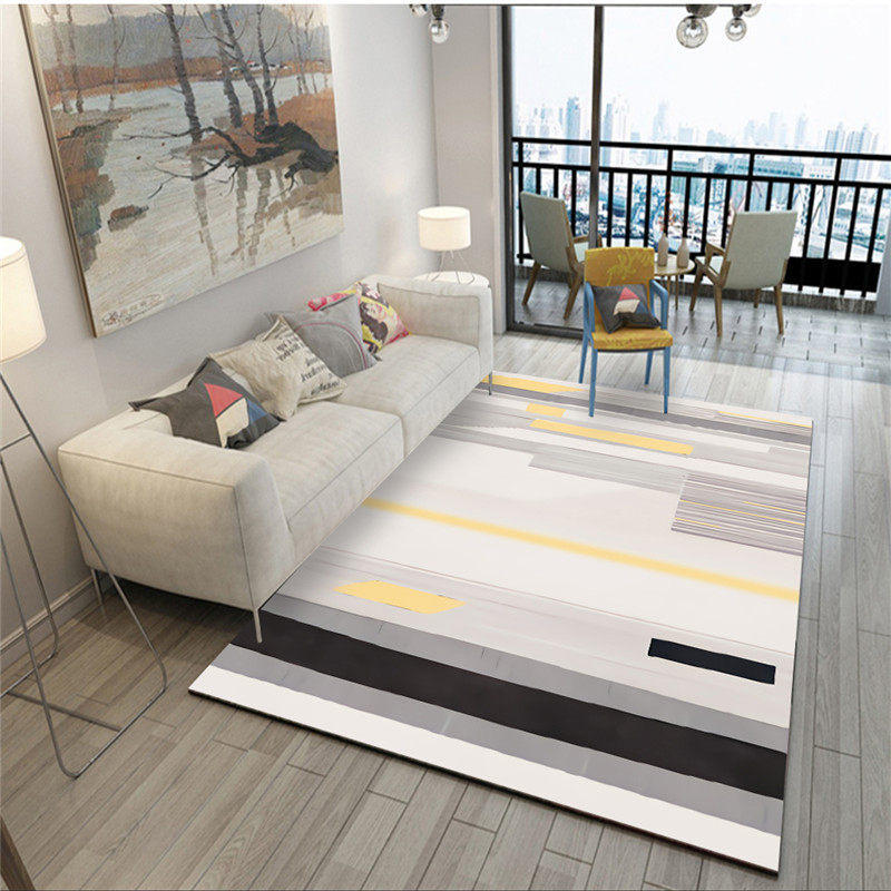 Brief Nordic Living Room Tea Table Carpet Bedroom Bedside Ground Mat Room Sofa Rectangular Geometric Pattern Set