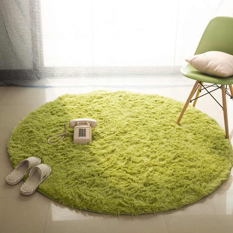 ins wind long fluff round bedroom living room tea table bedside computer desk chair hanging basket ground mat girl rug