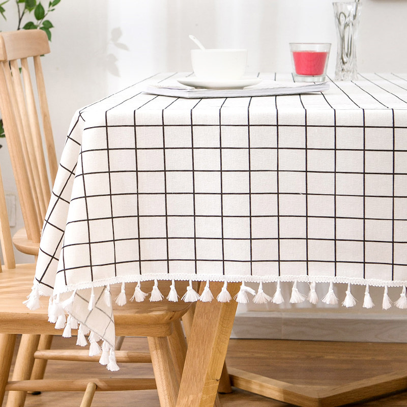 Tablecloth desk ins student dormitory fabric cotton and linen tablecloth rectangular Nordic simple and fresh home tablecloth