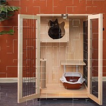 Pet furniture cat climbing frame cat nest multifunctional Japanese cat Villa apartment house cat Cabinet two-story Cat wooden cage