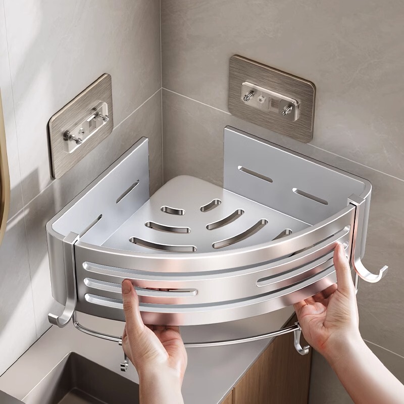 Bathroom Storage Rack, No-Drill Corner Wall-Mounted Shelf for Shower Room, Elevated Triangular Toilet Storage Rack Bathroom Storage Rack, No-Drill Corner Wall-Mounted Shelf for Shower Room, Elevated Triangular Toilet Storage Rack