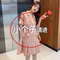 145 short dress female summer temperament short 150cm small spring dress with high short-sleeved suit skirt