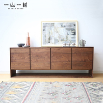 Nordic Solid Wood Shoe Cabinet Modern Minima Black Walnut Wood Bedroom Lockers Door Hall Large Capacity Dining Side Cabinet Containing Cabinet