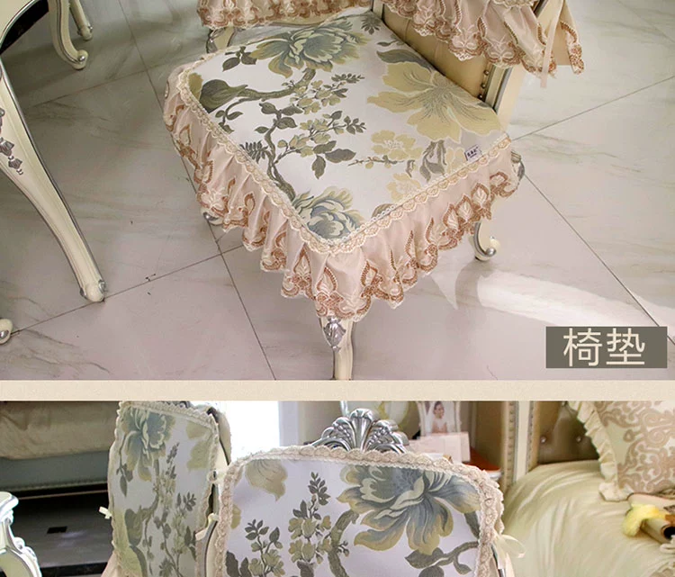 Phong cách châu Âu bàn ăn vải ghế đệm ghế bao gồm cà phê bàn ​​vải vải bàn nhà Ghế ren ghế tựa lưng ghế phân khăn trải bàn thờ