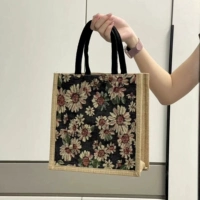 Маленькая вертикальная версия [Черная хризантема] Модель с магнитной пряжкой Модернизированная хлопковая сумка