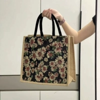 Большая горизонтальная версия [Черная хризантема] с магнитной пряжкой, улучшенная хлопковая сумка.