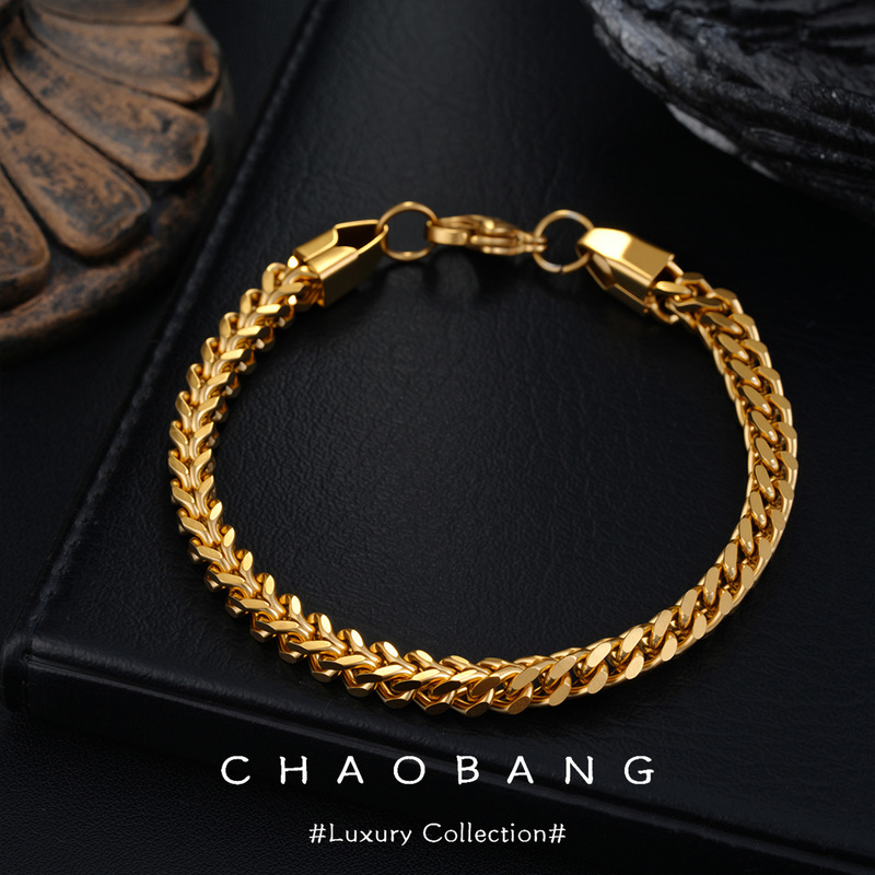 Chaobang/Trendy Bang Titanium Steel Bracelet Gold Scale Snake Bone Bracelet Fashionable Light Luxury Accessory Versatile ins High-End Feel Chaobang/Trendy Bang Titanium Steel Bracelet Gold Scale Snake Bone Bracelet Fashionable Light Luxury Accessory Versatile ins High-End Feel