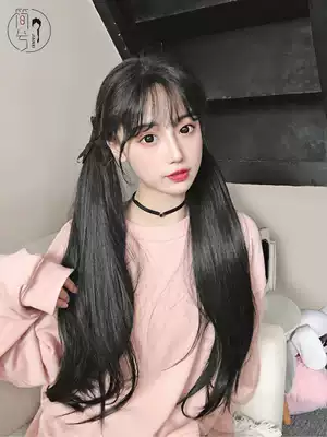 JK double ponytail wig Female long hair invisible incognito net red cute wig cos wig Strap-on straight ponytail