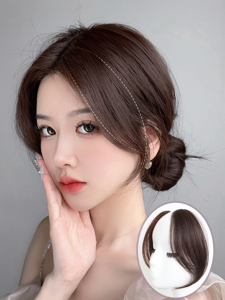 Natural-Looking Fake Bangs for Women, Real Hair Fake Bangs, Natural Forehead Hairpiece, Trendy Hair Fringe, Middle Part Bangs