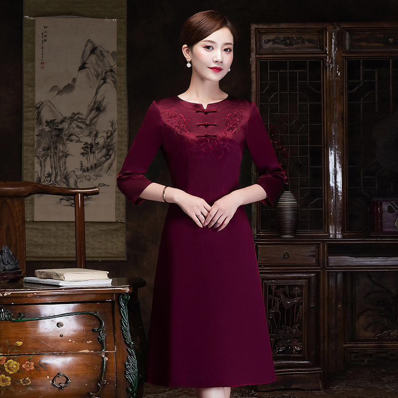 Mother Dress Wedding Banquet Real Silk Qipao Gowns Improve Middle And Long Version Sons And Daughters Wedding Mother-in-law Wedding Dress Qipao Dress