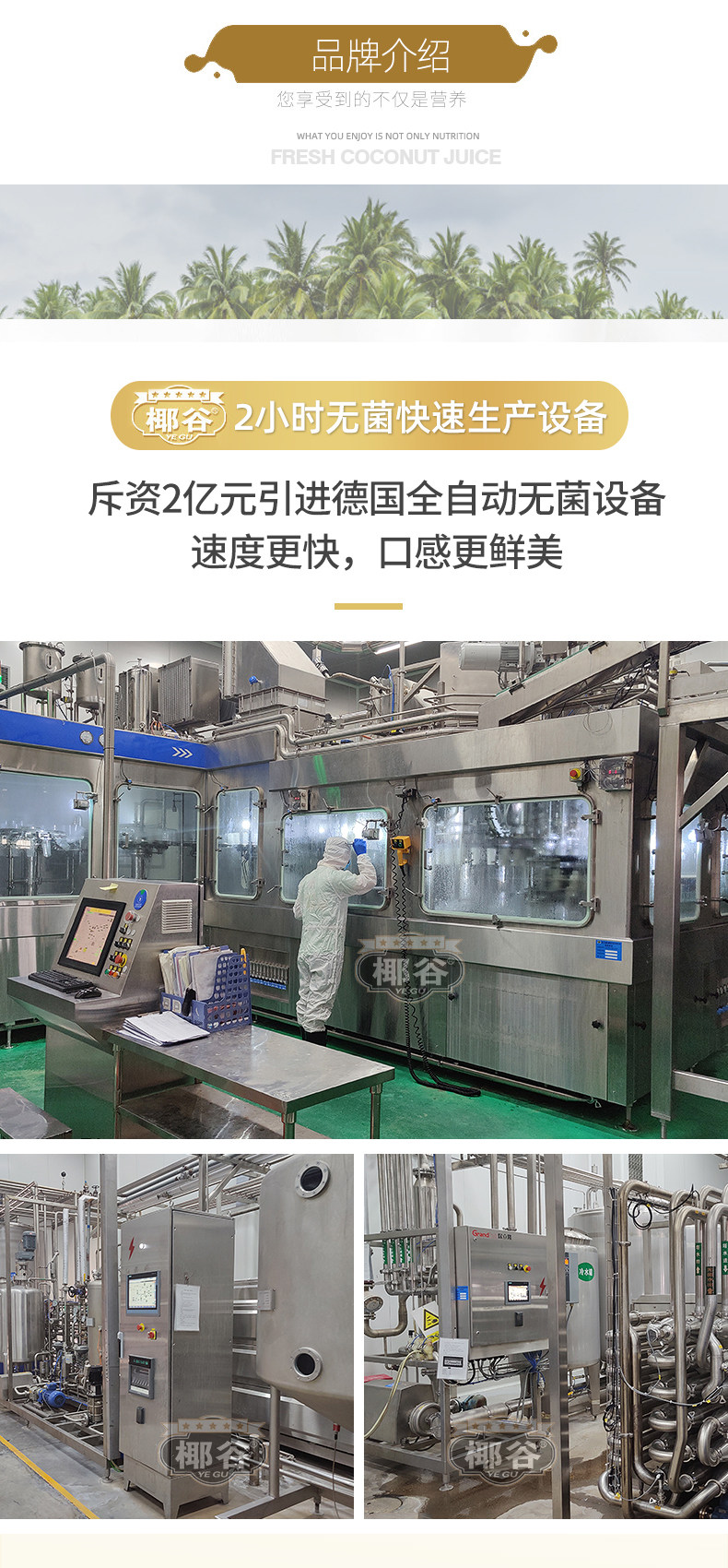 椰谷 2小时鲜榨椰汁 245g*8瓶 图9