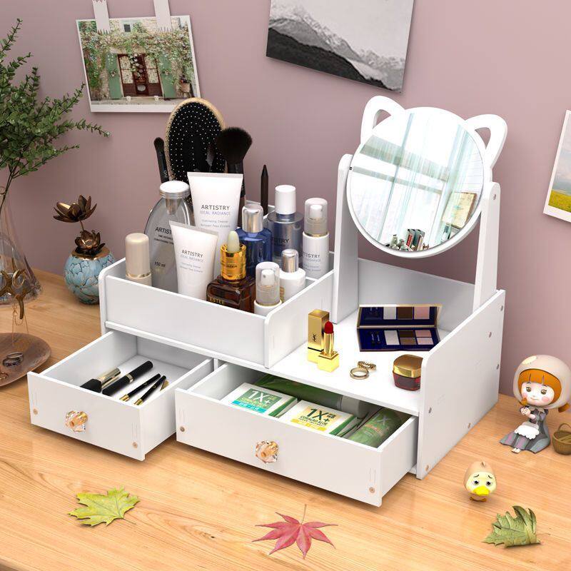 Cosmetic mirror desktop desktop contains cosmetic rack box drawer desktop dresser dormitory dresser