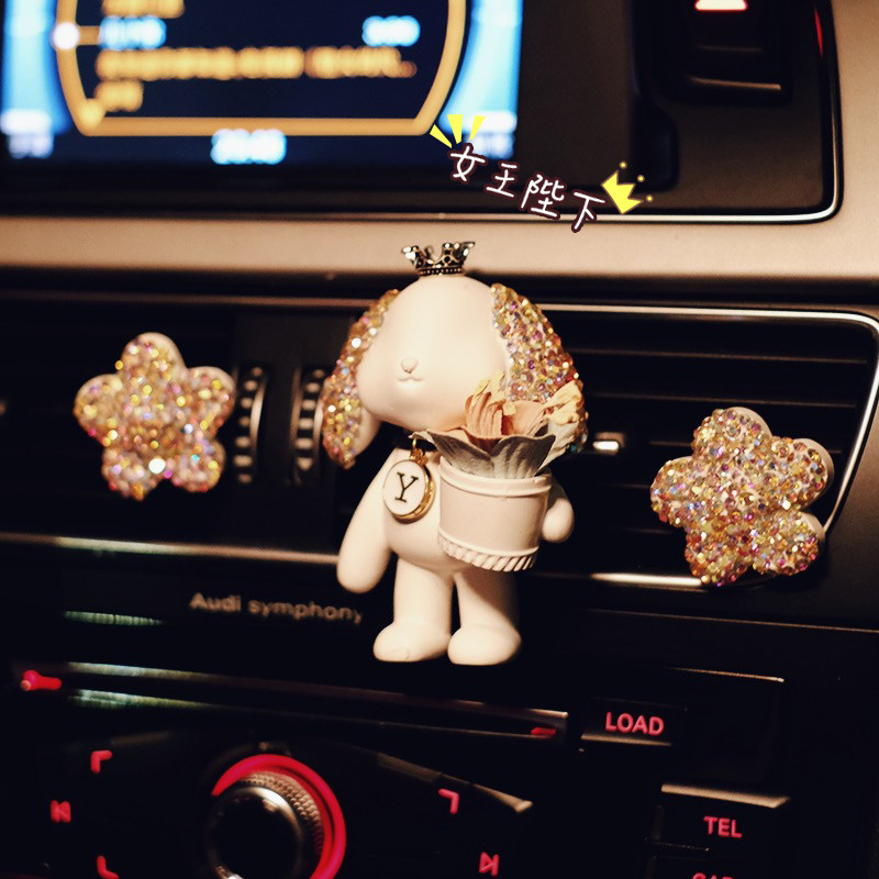 Car perfume aromatherapy car air conditioning air outlet cute lop-eared rabbit car decoration accessories car decoration supplies