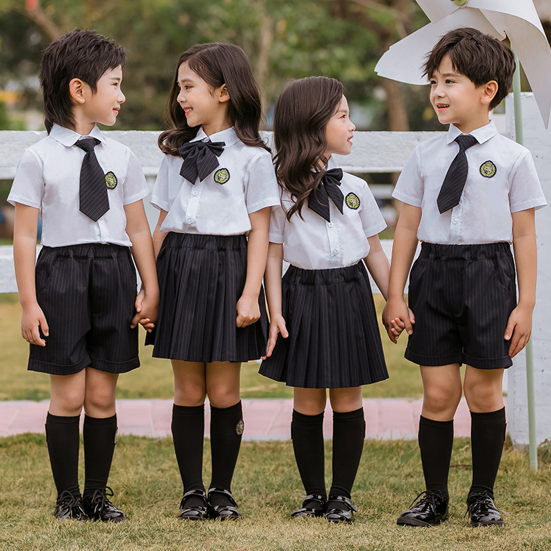Primary school uniforms noble kindergarten garden uniforms short-sleeved shirt suits children's British style class service graduation chorus clothes