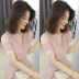 Ga châu âu hè 2021 hàng mới châu âu màu hồng trung dài tay ngắn tay tính khí đầm voan - váy đầm