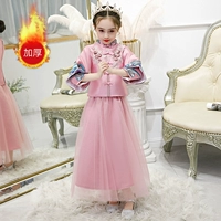 Детское ханьфу, розовый традиционный свадебный наряд Сюхэ, демисезонный пуховик, ципао, китайский стиль, осенний сезон