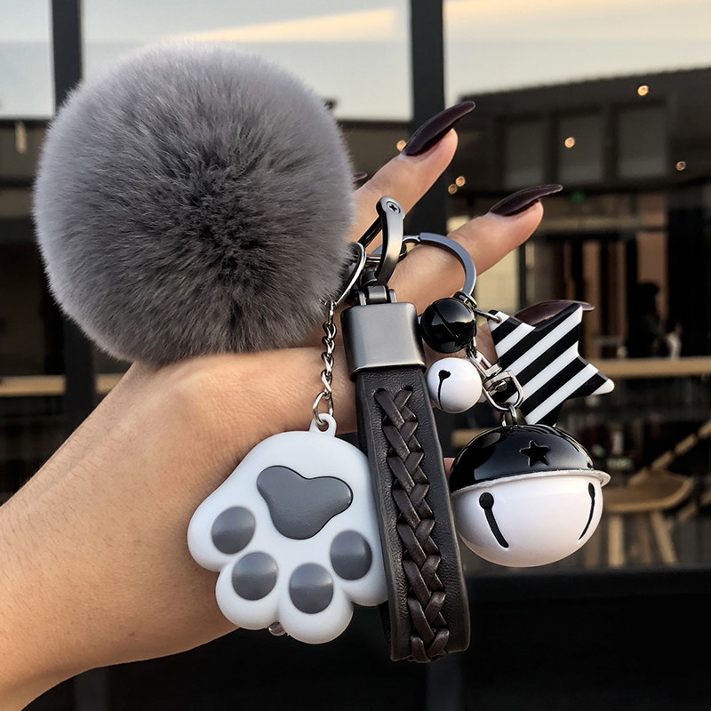 Plush Key Buckle Pendant Female Korea Creative Cute Hair Ball Pendant Car Key Chain Lady Bag Pendant-Taobao