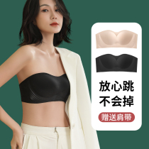 Erase Chest Card No Shoulder Strap Underwear Female Non-slip Small Chest Gathering Anti-Drooping Summer Thin-Bra Hood Method