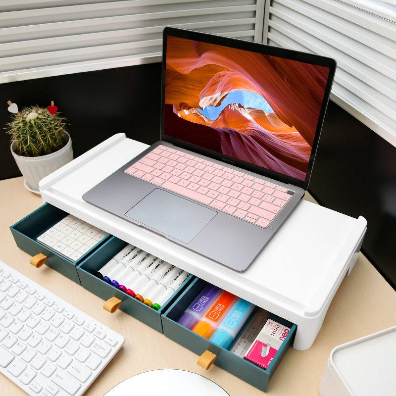 Computer elevated rack simple office monitor shelf desktop drawer storage box notebook neck support bracket