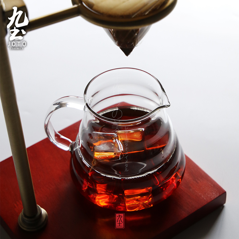 Nine Earth Hand Flush Coffee Sharing Pot Big Day Style Coffee Sharing Jug Heat Resistant Glass Hand Punch Home Glass Coffee Maker