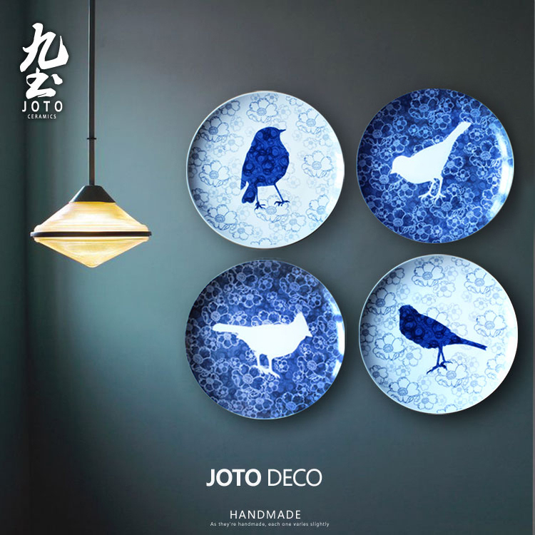 Nine-earth modern wall decoration New Chinese style hanging disc wall decoration pendant bird ceramic wall decoration hanging disc disc pendulum piece