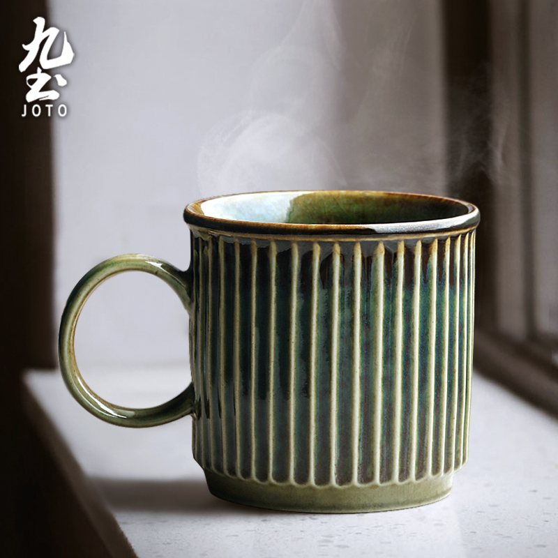 Jiutu Japanese-style stoneware coffee cup retro mug simple household handmade kiln art cup hand-brewed coffee cup