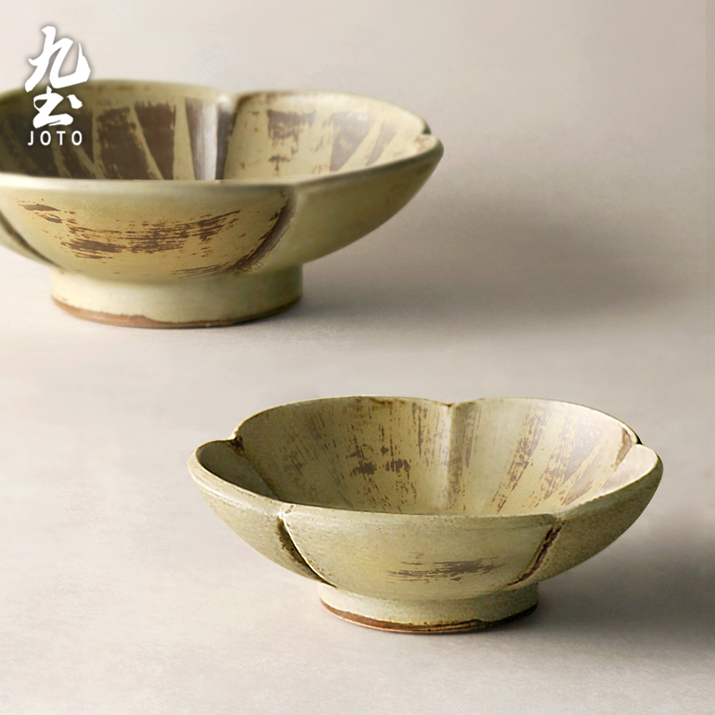 Jiutu Japanese-style handmade petal bowl personality retro rough pottery noodle bowl large soup bowl thickened creative tableware household single
