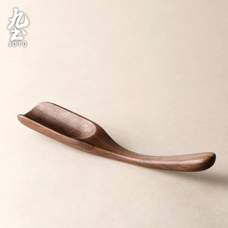 Nine Earth Day Style Handmade Black Walnut Wood Tea Spoon Tea Spade Tea Spade Tea Accessories Wood Retro Coffee Bean Spoon Home-Taobao