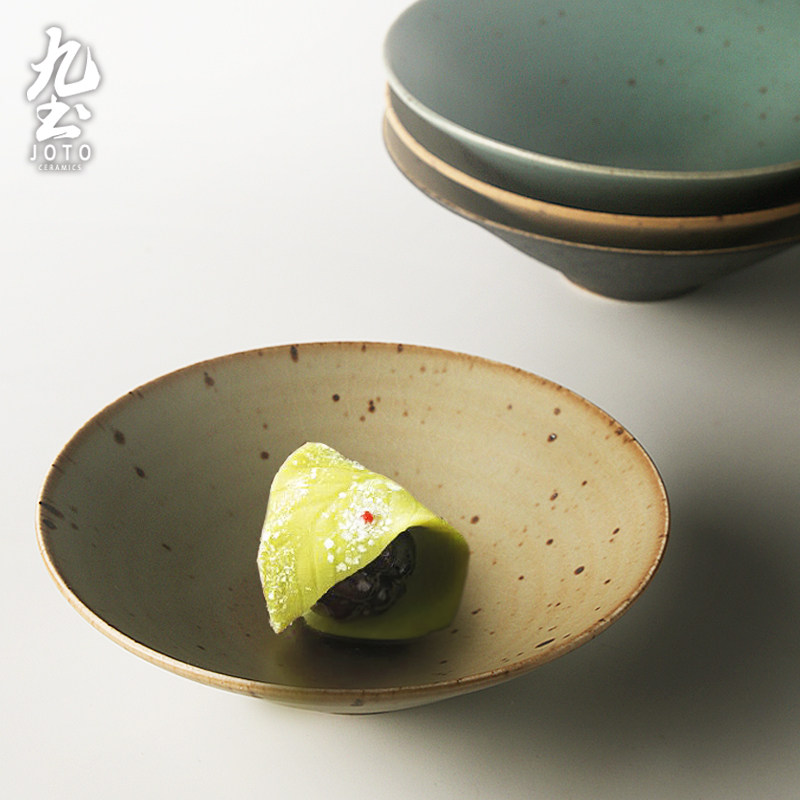 Jiutu Japanese-style crude pottery hat cup handmade retro master tea cup large-capacity tea cup dessert saucer saucer