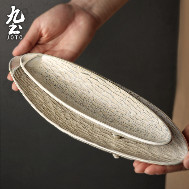 Nine Earth Day Style Artisanal Sushi Pan Ceramic Long Disc Retro Creative Refreshment Dinner Plate Day Material Sashimi Dish Home Plate-Taobao