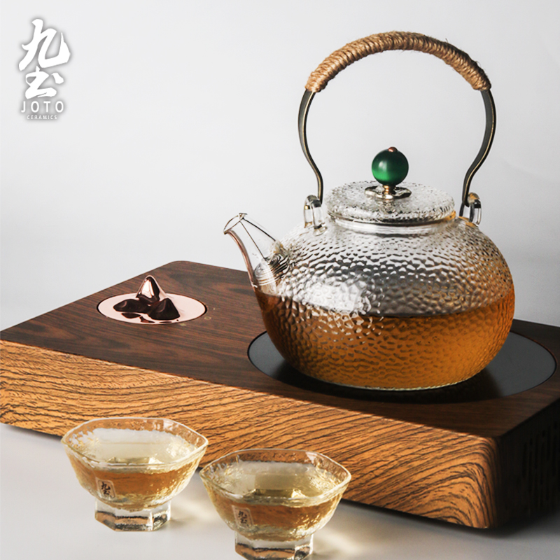 Nine-earth handmade boiling water glass jug hammer grain pot filter tea cooking tea home minimalist electric pottery stove not pick up pot-Taobao
