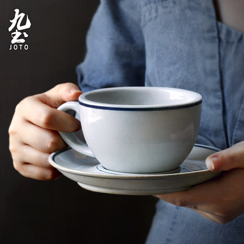 Nine Earth Hand Painted Green Flowers Coffee Cup With Disc Retro Creative Mark Cup Thickened Home Lovers Water Cups Customizable