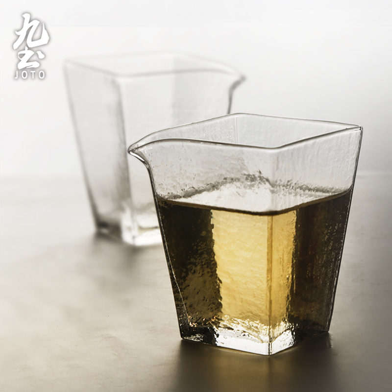 Nine-Earth-Style Hammer Tattooer Glass Fair Cup Thickened Square Cup Handmade Heat-Resistant Tea Sea Kongfu Tea With Tea Sub