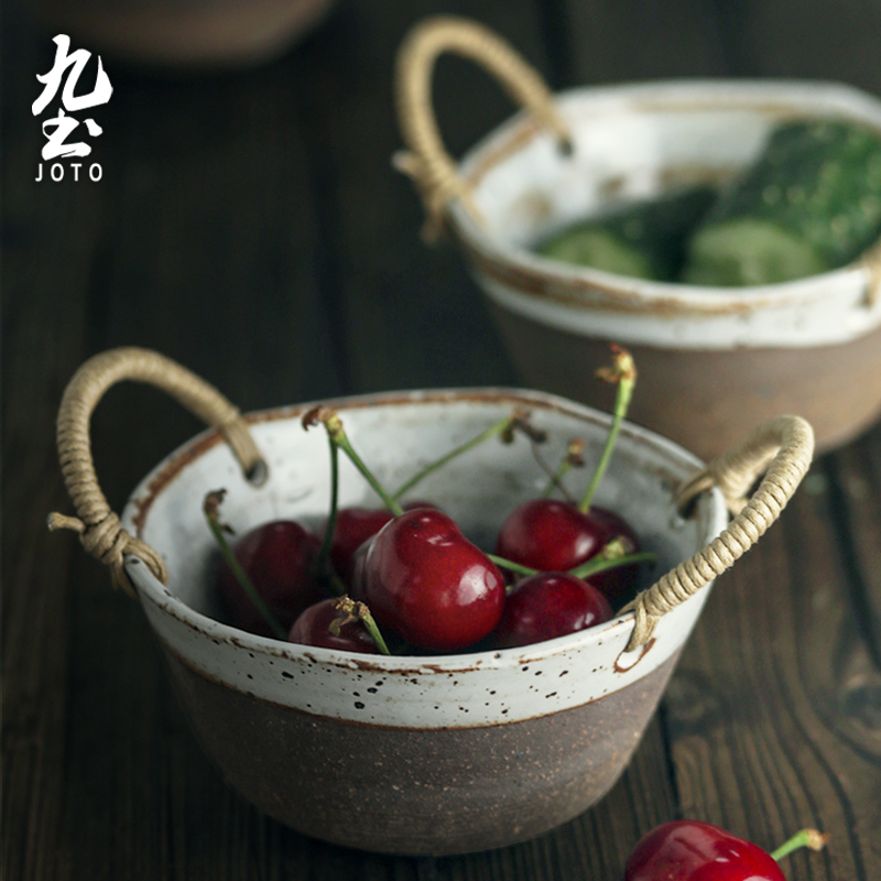 Rough ceramic tableware retro bowl basin cup household Japanese food simple creative hand-made ceramic tableware set