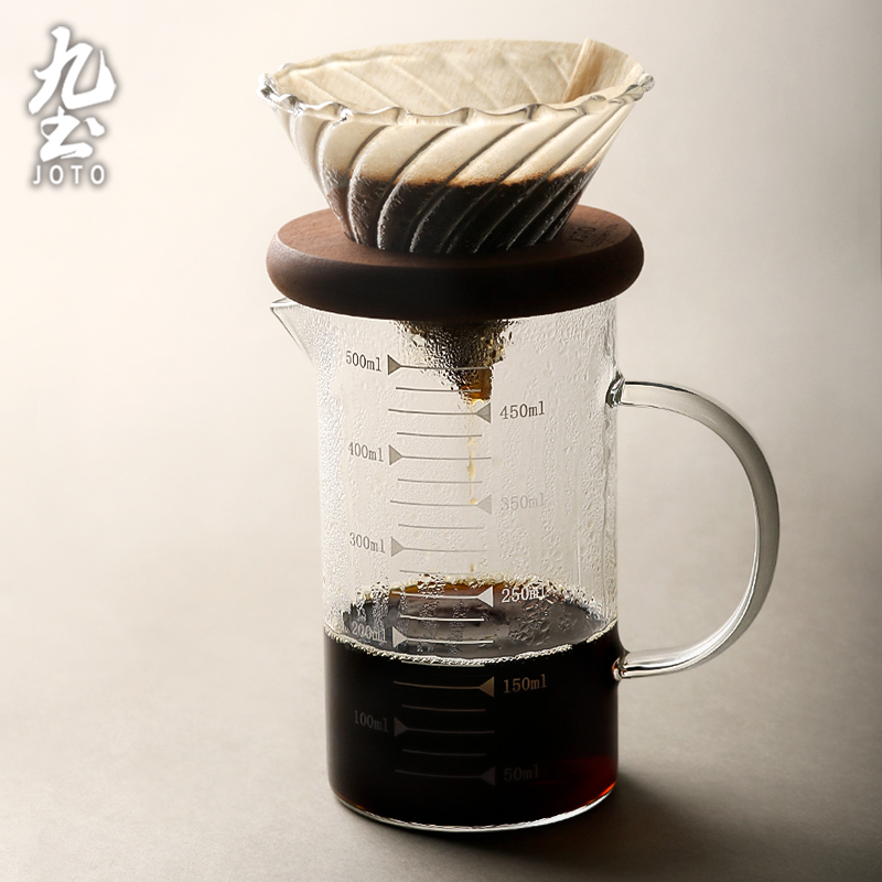 Nine-earth handmade coffee glass sharing pot Heat resistant hand blown coffee with glass sharing pot scales-Taobao