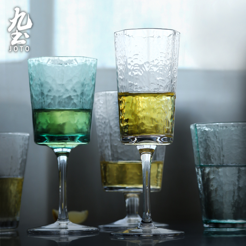 Nine soil hammer pattern glass goblet creative classical red wine glass home champagne glass restaurant simple cold drink dessert cup