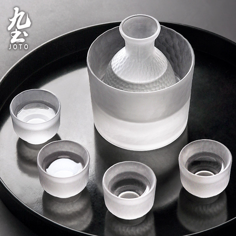 Day Style Retro Glass Clear Wine Pot Suit Wine With Home Warm Wine Jug Wine Winemaker Heat-Frosted Small Wine Goblet