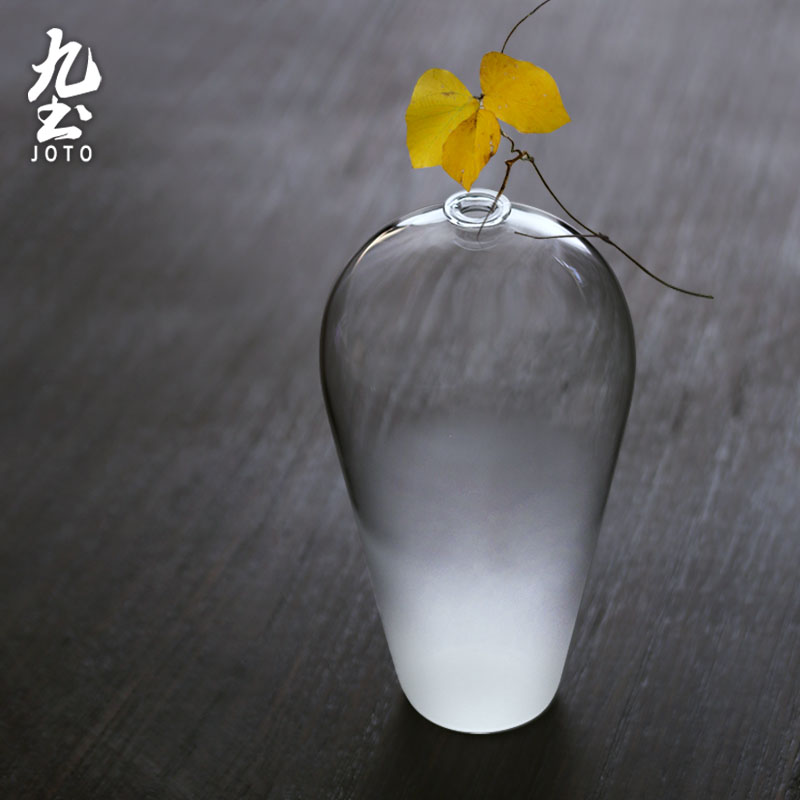 Nine-Earth Creative Glass Vases Home Dining Room Table Living Room Flower Arrangement Pendulum Day Style Zen-type Transparent Frosted Water Pewter