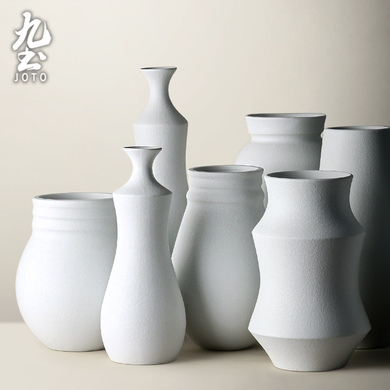 Nine-earth handmade ceramic table face vase Living room Home Decorative Pint Flower floral creative minimalist TV Cupboard Pendulum