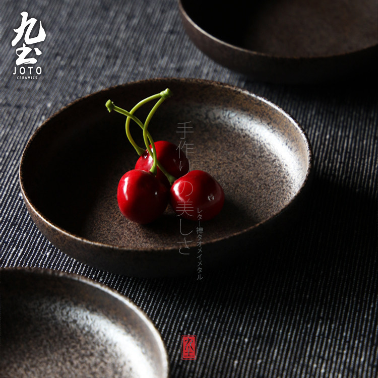 Jiutu handmade refreshment small plate tableware plate Japanese pottery vintage ceramic candy dried fruit pastry plate