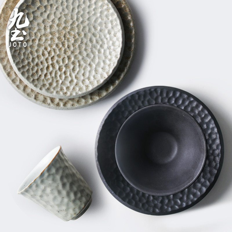 Day Style Coarse Pottery Cutlery Sets Group Retro Home Color Glazed Dining Bowls Trays Subminima Plate Disc Salad Pan Rice Bowls