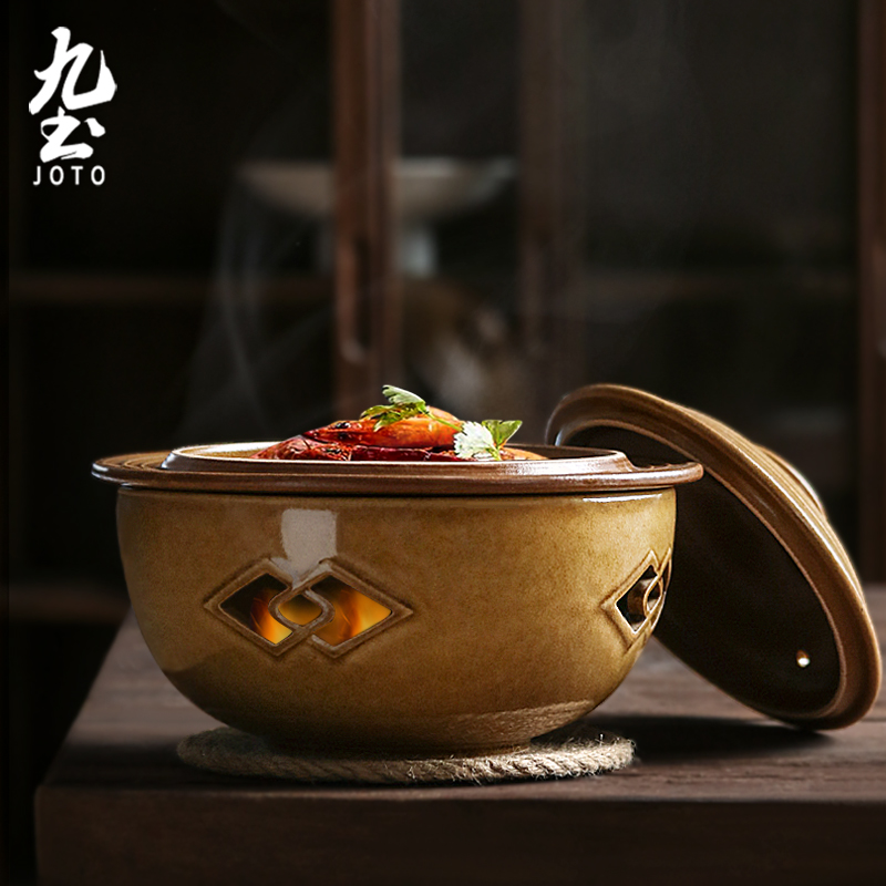 Nine-Earth-Day-Style High Temperature Resistant Casserole With Dry Burning Pan Alcohol Candle Stove Domestic Cooking Saucepan Saucepan Rice Hotel Cutlery